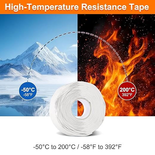 uxcell Self Fusing Silicone Tape, 1" x 10ft Waterproof Water Leak Sealing Tape for Plumbing Pipe Hose Repair Handles, White (0.5mm Thick)