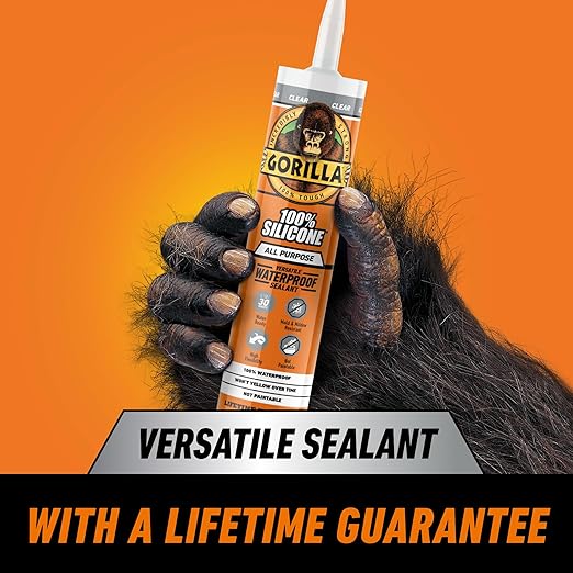 Gorilla 100% Silicone Sealant All Purpose, 10 Ounce Cartridge, Clear (Pack of 2)