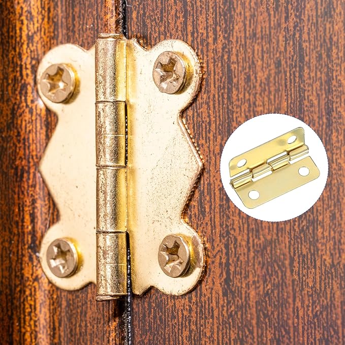 MECCANIXITY Small Butt Hinges 1 Inch Mini Jewelry Box Hinge with Screw for Jewelry Wooden Boxes Cabinet Drawer Doors Gate (Gold Tone, Pack of 12)