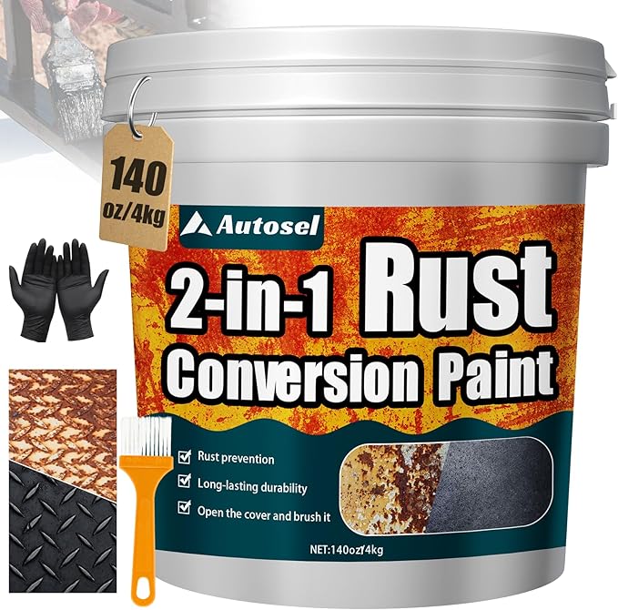 Ultra 2-in-1 Rust Converter & Metal Paint, 140 oz Rust Reformer & Metal Primer, rust remover for metal, Stops Rust & Corrosion, rust inhibitor for Automotive, Marine, Tools & Steel Surfaces – Black