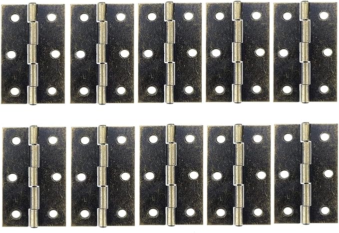 XMHF Cabinet Gate Closet Door Hinges 2.4"x1.5" Home Furniture Hardware Folding Butt Hinges Bronze Tone with Mounting Screws Pack of 12