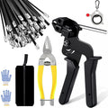 Stainless Steel Cable Tie Gun Kit, 100pcs 11.8inch Black Metal Zip Ties | Self-Locking, UV & Corrosion Resistant Stainless Zip Ties, for Fence, Exhaust Pipe, Chicken Coop, Farm Use