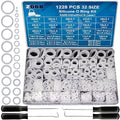 ZDBB 32 Size 1228 PCS Silicone O-Ring Kit, White Oil and Heat Resistant VMQ Seal O-Ring Washer Set for Sealing Faucets and Plumbing with Hook and Pick