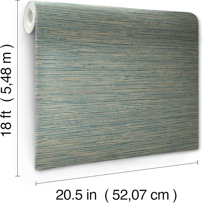 RoomMates Teal Dimensional Grasscloth Peel and Stick Wallpaper, RMK12684PLW
