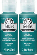 FolkArt Acrylic Paint in Assorted Colors (2 oz), 405, Teal (Pack of 2)