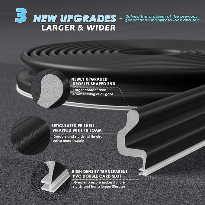 40FT Kerf Weather Stripping Door Seal Sound Proof Weather Strips Seal Strip for Front Door Frame Soundproofing Exterior Door Insulation Gasket (with 4 Door Corner Seals)