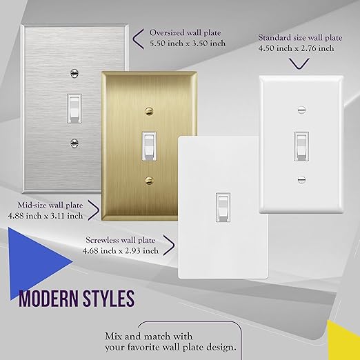 ENERLITES 4-Way Toggle Light Switch, Four Way, Side Wiring, Copper Wire Only, Grounding Screw, Residential Grade, 15A 125VAC 60Hz, UL Listed, 84150-W-5PCS, White 5 Pack