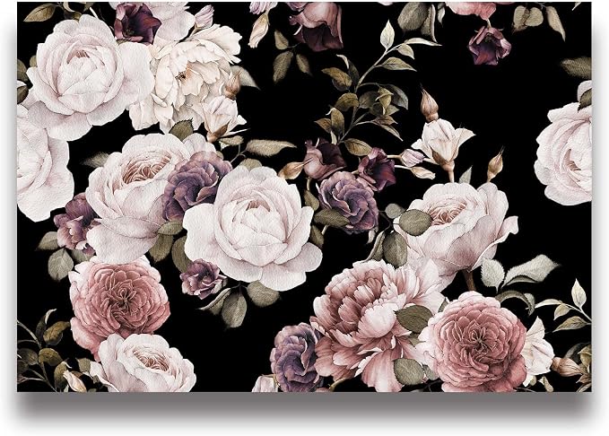 Peony Flowers Wall Mural - Purple Flower Wallpaper, Rose Mural - 158" x 110" (Not Self-Adhesive)