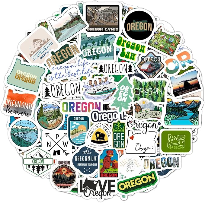 BulbaCraft Oregon Stickers and Decals for Water Bottles & Laptop, Scrapbook - Oregon Gifts and Souvenirs Laptop Decals, Gifts for Women & Men