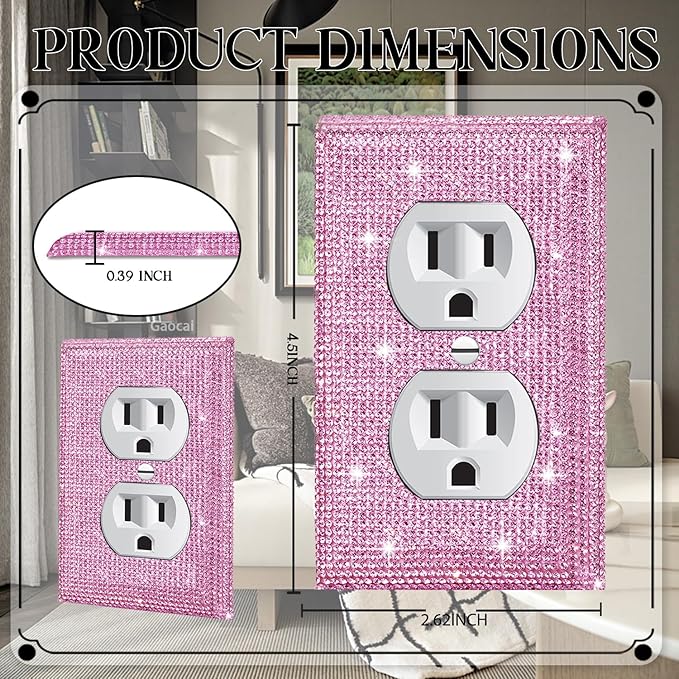 Silver Shiny Pink Rhinestones Wall Plates Light Switch Cover Plate Decorative Wall Plate Light Switch Cover Rhinestone Outlet Cover