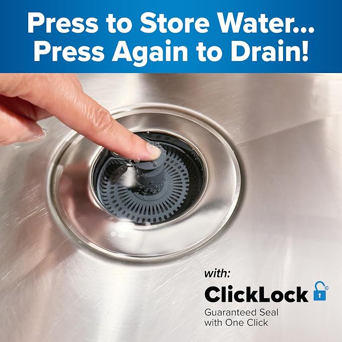 Drain Hero 3-in-1 Kitchen Sink Strainer, Stopper, & Basket | ClickLock Technology | Universal Fit 3.5" Drain Protector | Rust-Proof Stainless Steel