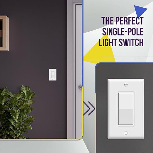 ENERLITES Decorator On/Off Paddle Switch with Wall Plates, Gloss Finish, Single Pole, 3 Wire, Grounding Screw, Residential Grade, 15A 120V/277V, UL Listed, 91150-WWP-20PCS, White (20 Pack)