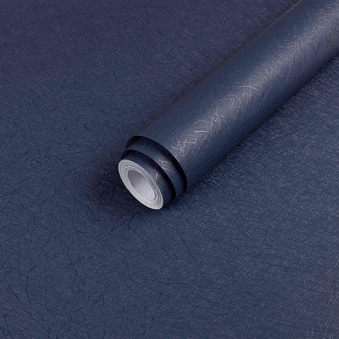 Dark Blue Peel and Stick Wallpaper Roll - Removable Waterproof Self Adhesive Contact Paper - Silk Boys Wall Covering Poster Board - Kitchen Countertop Vinyl Wrap for Bathroom Cabinet 15.7x393.7
