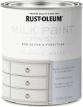 Rust-Oleum Classic White Milk Paint Finish | Decor and Furniture Applications | Matte Finish Brushed Effect | Minimal Prep Needed | No Primers Required | Easy Clean Up | Quart