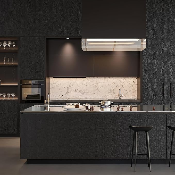 Zeeko Black Crocodile Peel and Stick Wallpaper 17.3" X 984" | Textured Embossed Contact Paper Removable WaterProof Self Adheisve Wall Paper for Cabinet Bedroom Bathroom