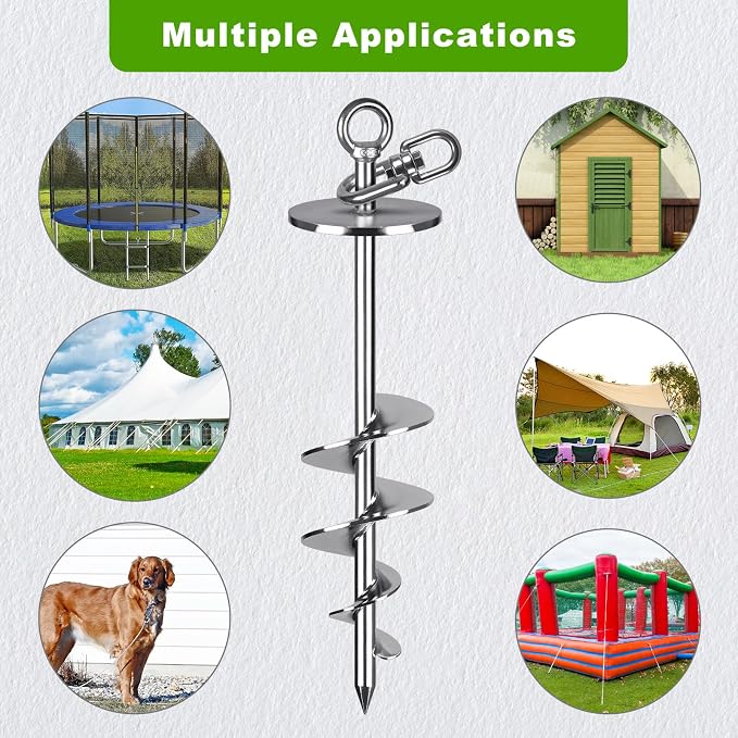 SELEWARE Dog Tie Out Stake 360° Swivel Dog Anchor Outdoor Dog Ground Stake | 17" Long Anti-Rust Heavy Duty Dog Stake for Large Dogs up to 220 lbs, Easy Install with Twist Rod for Yard, Camping Outside