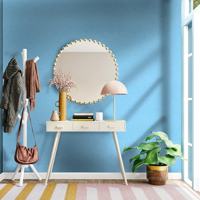 Cohoo Home Blue Peel and Stick Wallpaper Silk Solid Light Blue Contact Paper for Walls Embossed Textured Self-Adhesive Removable Wallpaper Bedroom Bathroom Waterproof Drawer Liner 15.7inW 393inL