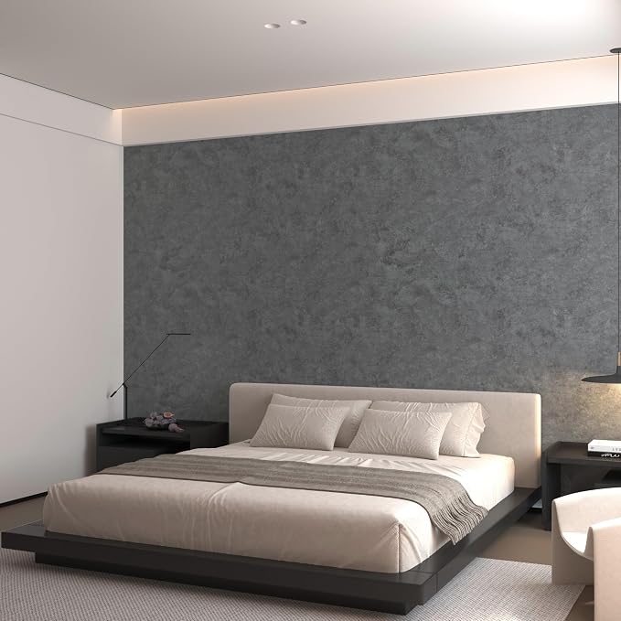 3yecao 31"×157" Big Roll Wide Thick Grey Concrete Wallpaper Peel and Stick Waterproof Glossy Gray Concrete Contact Paper Vinyl Wrap Self Adhesive Cement Sticker for Bedroom Bathroom Living Room Walls