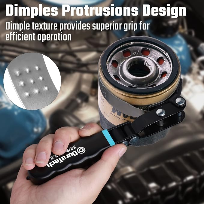 DURATECH Large Swivel Oil Filter Wrench, Fits Filters 3-7/8"-4-3/8" | Oil Filter Removal Tool, Sturdy Stainless Steel, 180° Flexible, for Narrow Spaces, Ideal for Car Repair Tools