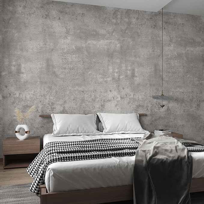 3yecao 48"×79" Long Wide Thick Grey Concrete Wallpaper Peel and Stick Waterproof Light Gray Concrete Contact Paper Vinyl Textured Matte Industrial Cement Wall Stickers for Countertops Kitchen Island