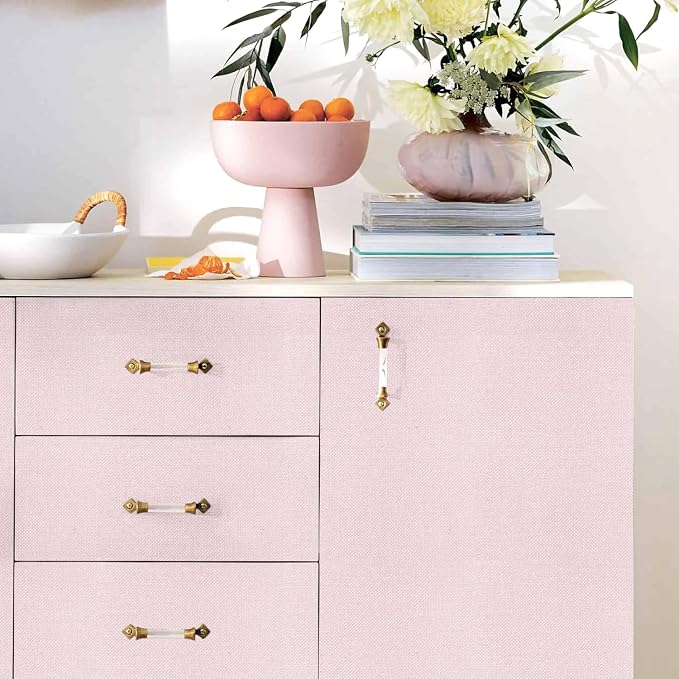 Pink Peel and Stick Wallpaper Grasscloth Paper 15.7in x 118.1in | Textured Wallpaper Peel and Stick Vintage Faux Linen Contact Paper Self Adhesive Removable Grasscloth for Bedroom Vinyl