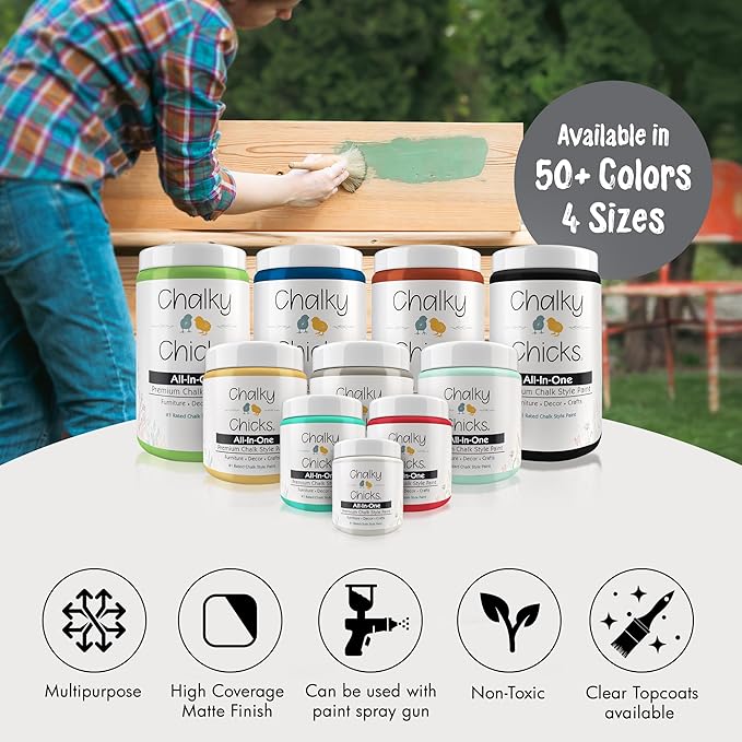Chalky Chicks 4 Fl Oz Matte Nailed It (Blueish Gray) Chalk Paint for Furniture Without Sanding - No Prep Furniture Paint No Sanding All in One for Crafts, Walls, Cabinet, Metal, Dresser, Farmhouse
