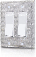 Silver Shiny Silver Rhinestones Switch Wall Plate Double Gang Toggle Light Switch Covers Decorator Plate Outlet Wall Plates