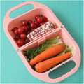 Draining rack Multifunctional Foldable Drain Basket Thickened Plastic Sink Filter Basket Kitchen Hanging Fruit and Vegetable Storage Basket for Washing Pasta Fruit Sink Strainer Basket(B)