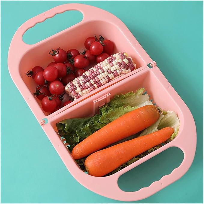Draining rack Multifunctional Foldable Drain Basket Thickened Plastic Sink Filter Basket Kitchen Hanging Fruit and Vegetable Storage Basket for Washing Pasta Fruit Sink Strainer Basket(B)