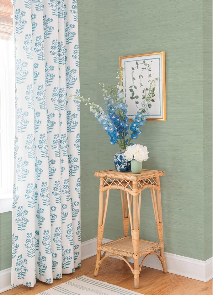 NuWallpaper x Society Social Classic Faux Grasscloth Peel and Stick Wallpaper, Sage Faux Grasscloth Removable Contact Paper for Walls, Self Adhesive Wall Covering for Bedroom Living Room Accent Wall