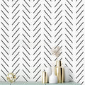 Erfoni Black and White Peel and Stick Wallpaper Herringbone Contact Paper | 17.7in x 590.5in Black Geometric Removable Wallpaper Modern DIY Self Adhesive Wallpaper for Livingroom Bathroom Decor