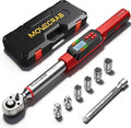 3/8" Digital Torque Wrench Set, 5-99.6 Ft.lb, ±2% Accuracy, 8pcs | Electronic Torque Wrench with LED & Buzzer Alerts, 4 Sockets, Extension Bar & Adapters for Automotive, Motorcycle, Bicycle
