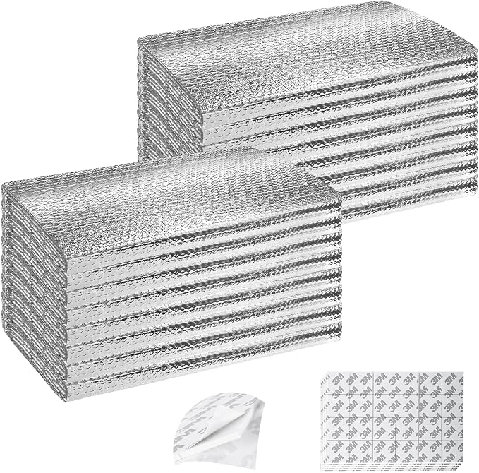 Garage Door Insulation Kit - 16P Double Bubble Window Heat Panels, 6MM 18x6.8FT Reflective Aluminum Foil Summer/Winter Barrier Sheets with Adhesive 120 Tapes for Garage Attic Wall(20.5x54)