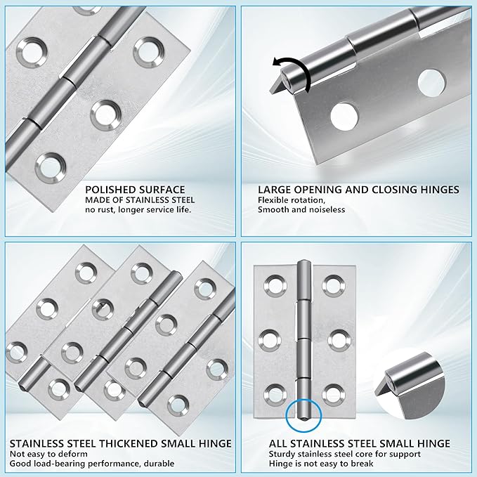 20 Pcs Metal Hinges, Folding Butt Hinge, 2 Inch Door and Window Gift Box Cabinet Hinge, with 120 Screws,Apply to Manual Work DIY Design