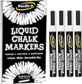 Bandle B. Chalk Markers - 4 White, Erasable, Non-Toxic, Water-Based, Reversible Tips, Crisp White For Kids and Grown-Ups for Glass and Chalkboard Markers for Businesses, Restaurants (6mm)