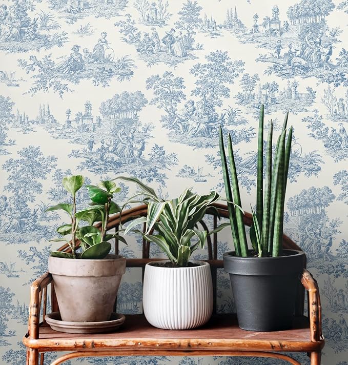 NextWall Chateau Toile Peel and Stick Wallpaper (Blue Bell)