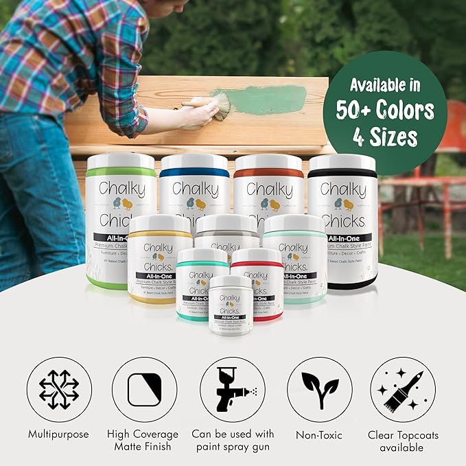 Chalky Chicks 4 Fl Oz Matte Shamrock (Dark Green) Chalk Paint for Furniture Without Sanding - No Prep Furniture Paint No Sanding All in One for Crafts, Wood, Walls, Cabinet, Metal, Dresser, Farmhouse