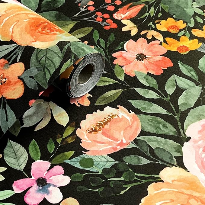 Floral Peel and Stick Floral Wallpaper for Bedroom Self Adhesive Boho Flower Wallpaper Kitchen Cabinets Furniture Decorative Renter Friendly