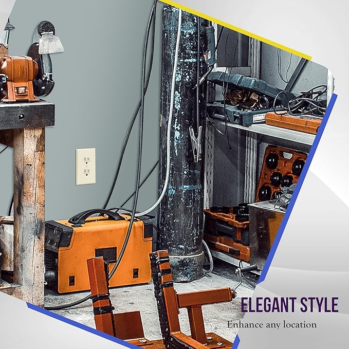 ENERLITES Duplex Receptacle Outlet Wall Plate, Size 1-Gang 4.50" x 2.76", Unbreakable Polycarbonate Thermoplastic, UL Listed, 8821-LA-10PCS, Light Almond (10 Pack)