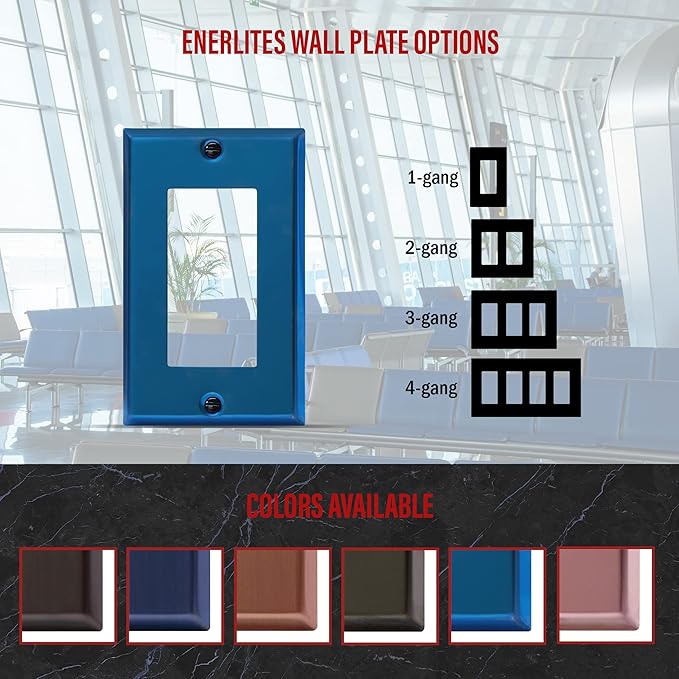 ENERLITES Decorator Switch Metal Wall Plate, Stainless Steel Outlet Cover, Corrosion Resistant, Standard Size 1-Gang 4.50" x 2.76", Stainless Steel 201, 7731-PBL, Polished Blue