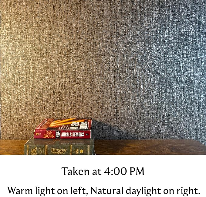 Chocolate Gold Non-pasted Wallpaper, Metallic Sheen,17.7" x 236.0" | Textured Traditional Wallpaper, Stunning Metallic Sheen, Dark Brown for living room , commercial decor