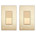 ENERLITES Elite Series Decorator Light Switch with Brushed Screwless Wall Plate, Single Pole, 3 Wire, Grounding Screw, Residential Grade, 15A 120V, UL Listed, 91150-GDWBP2P, Brushed Gold (2 Pack)