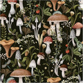 Mushroom Wallpaper Peel and Stick Black Contact Paper 17.7"×197" | Self Adhesive Wallpaper Removable Boho Leaf Forest Contact Paper for Cabinets Kitchen Vintage Wallpapers Waterproof Vinyl