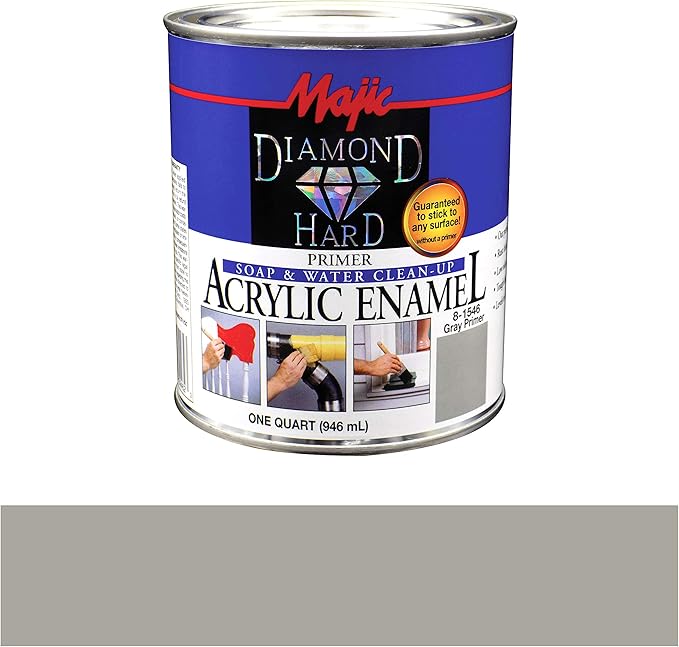 Majic Paints 8-1546-2 Diamond Hard Acrylic Enamel High Gloss Paint, 1- Quart, Gray Primer