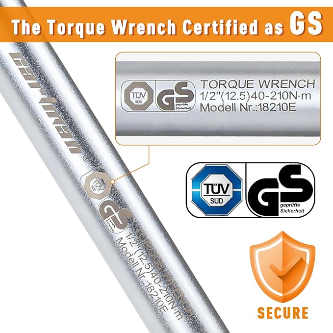CARTMAN 1/2-Inch Drive Click Torque Wrench, Dual Range Moto Repair Tool Set | Dual range click torque wrench with quick release, reversible ratchet, calibrated accuracy for MTB, e-bike, and moto fix use.