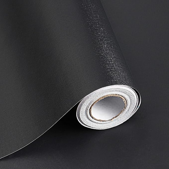 Safiyya Peel and Stick Wallpaper Black 314.9"x17.7" | Removable, Self Adhesive, Waterproof, Textured, Renter Friendly, Solid Color