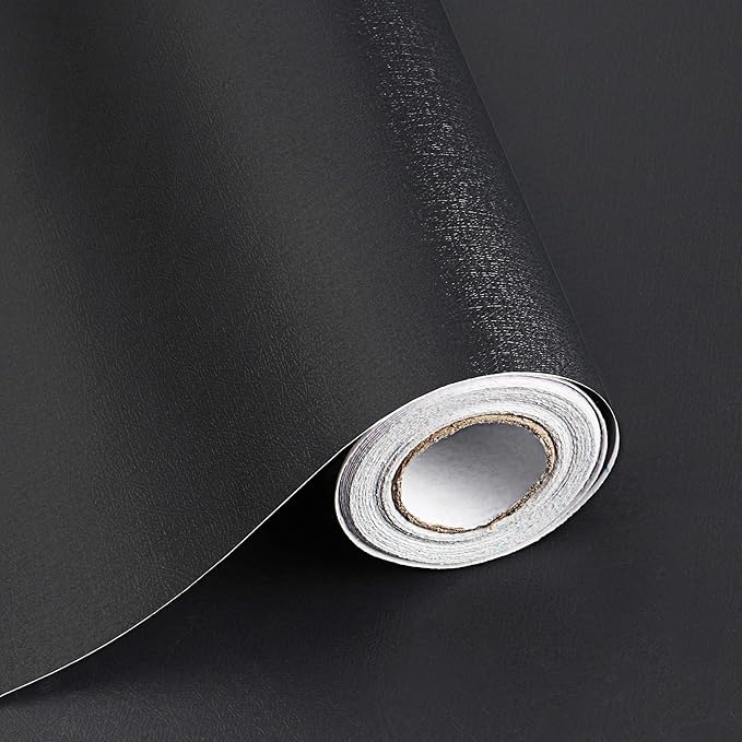 Safiyya 393 inch x17.7 inch Wallpaper Black Peel and Stick Wallpaper Decorative Self-Adhesive Black Contact Paper Waterproof Removable Wallpaper for Wall and Furniture Covering Vinyl Rolls