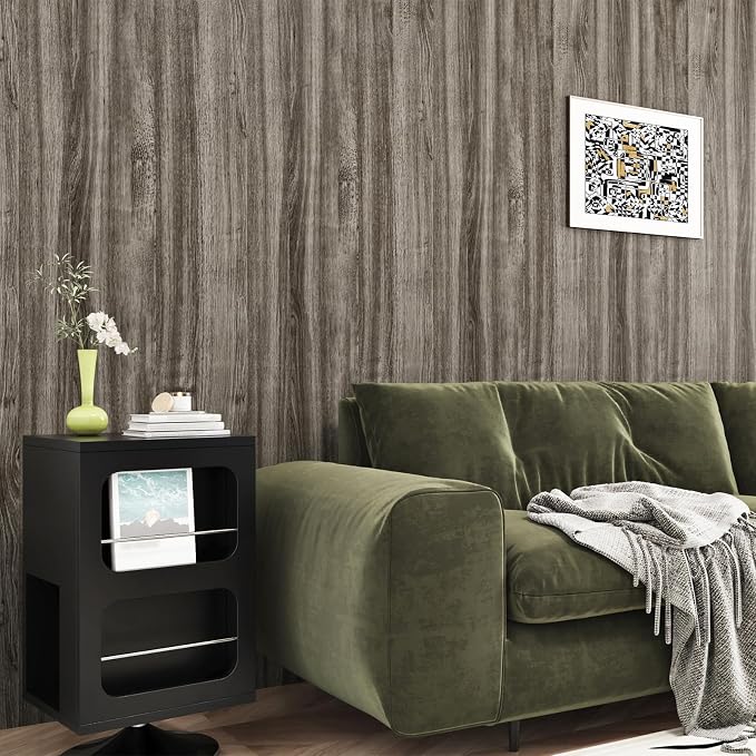 WESTICK Brown Wood Countertop Peel and Stick Wood Wallpaper Vintage Wood Contact Paper Self Adhesive Rustic Wooden Vinyl Wrap for Countertops Tables Bathroom Cabinets 15.8” x 78”