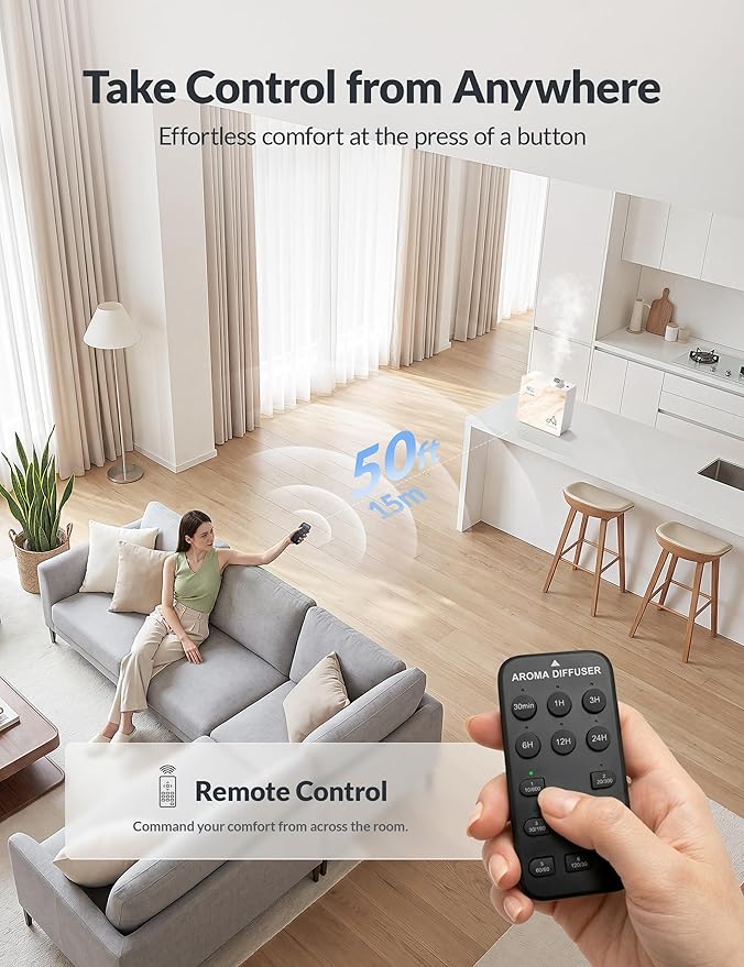 2026 Upgraded 3500 Sq.Ft HVAC Scent Diffuser for Home, Smart Whole House Scent System with App & Remote Control, Hotel Collection Waterless Diffuser for Large Room, Cold Air Tech, 600mL, Marble Beige