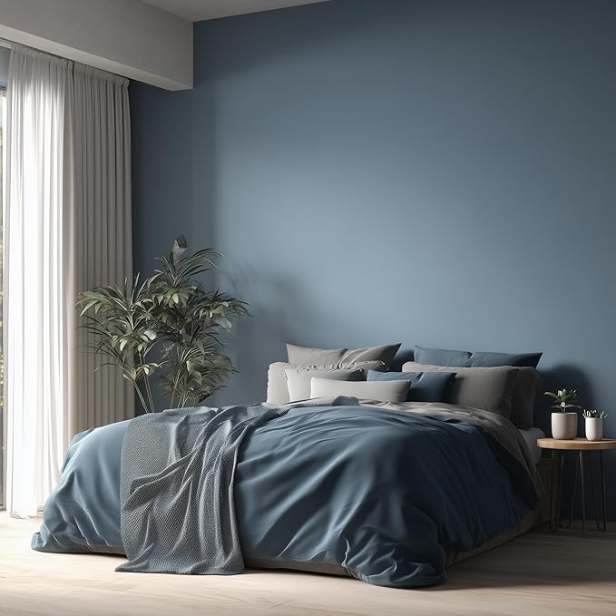 EVOLVE Interior Paint & Primer, Eggshell (River Blue), 1 Gallon – One-Coat Coverage, Excellent Hide, Low VOC, Low Odor, Washable Paint for Walls, Doors & Trim